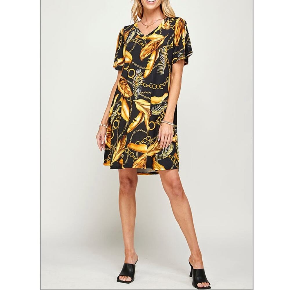 NWT Black and Gold Chain Dress Size Medium